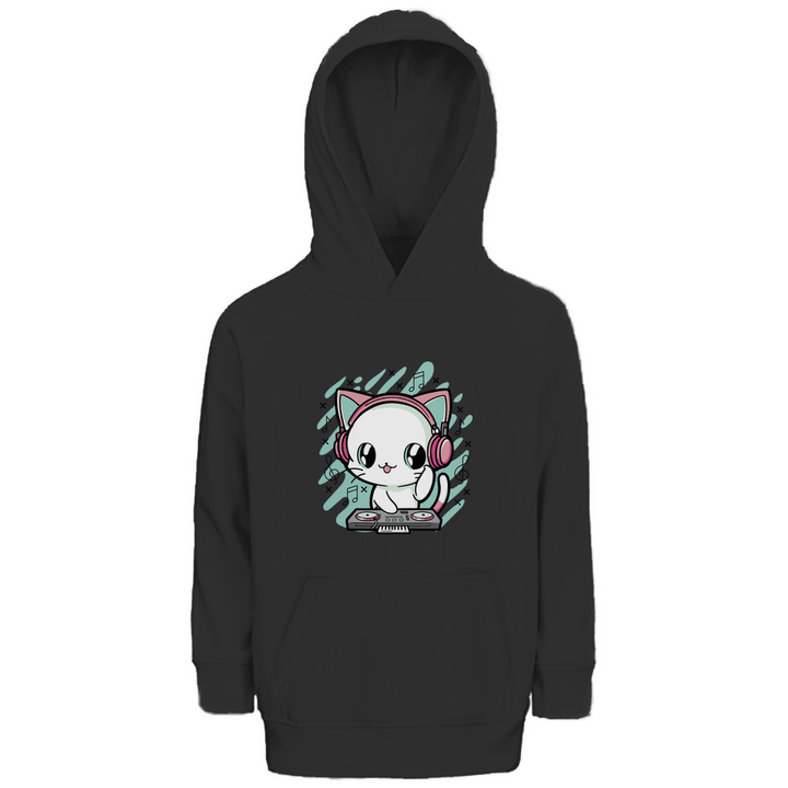 DJ - Katze - Premium Bio Kinderhoodie - Textilzauber