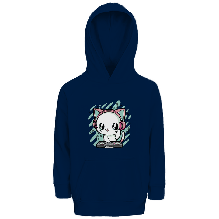 DJ - Katze - Premium Bio Kinderhoodie - Textilzauber