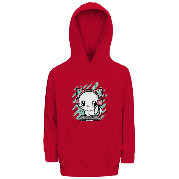 DJ - Katze - Premium Bio Kinderhoodie - Textilzauber