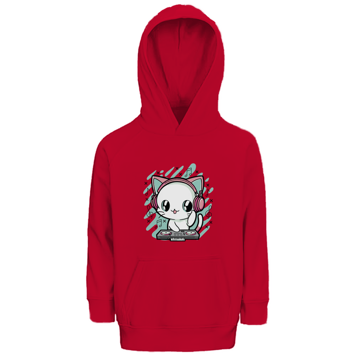 DJ - Katze - Premium Bio Kinderhoodie - Textilzauber