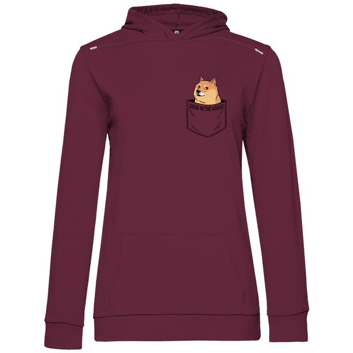 Doge in Brusttasche - Damen Hoodie - Textilzauber