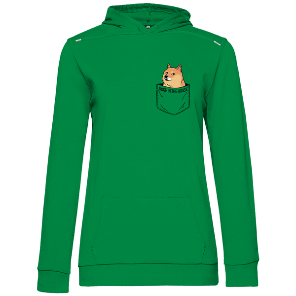 Doge in Brusttasche - Damen Hoodie - Textilzauber