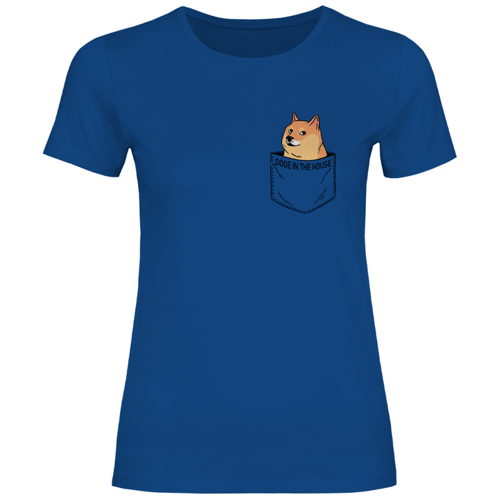 Doge in Brusttasche - Damen T - Shirt - Textilzauber