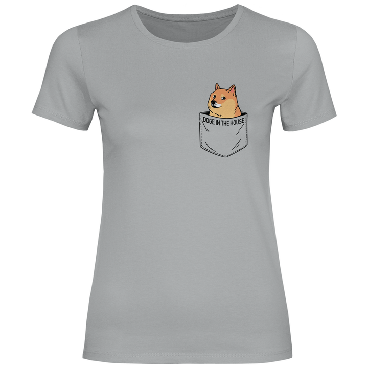 Doge in Brusttasche - Damen T - Shirt - Textilzauber