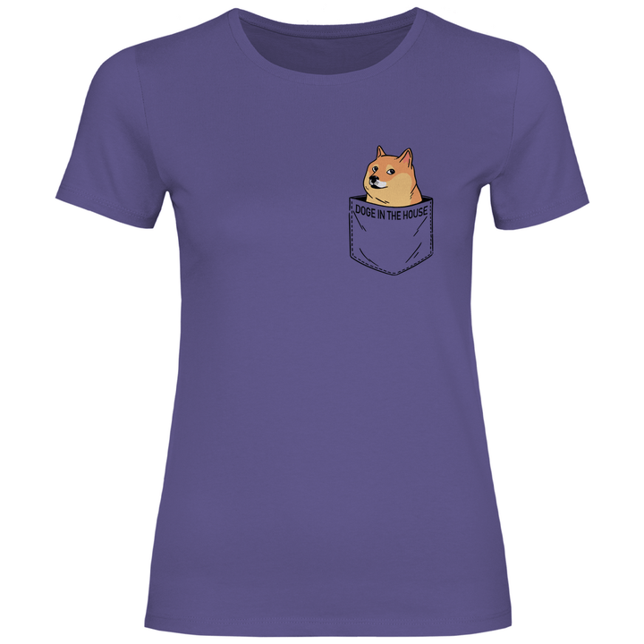 Doge in Brusttasche - Damen T - Shirt - Textilzauber