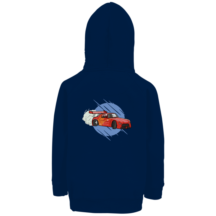 Driftkönig - Premium Bio Kinderhoodie mit Rückendruck - Textilzauber