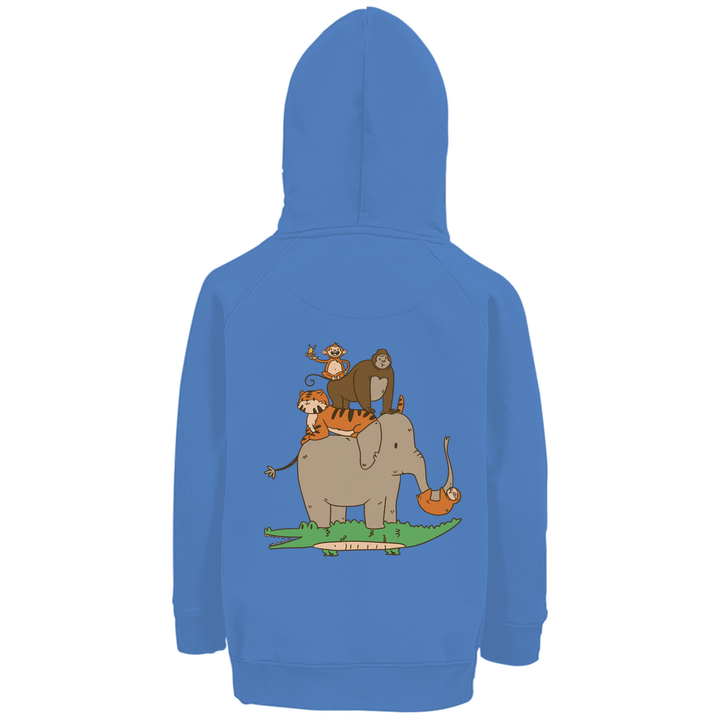 Dschungeltiere Premium Bio Kinderhoodie mit Rückendruck - Textilzauber