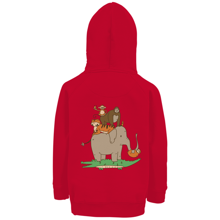 Dschungeltiere Premium Bio Kinderhoodie mit Rückendruck - Textilzauber