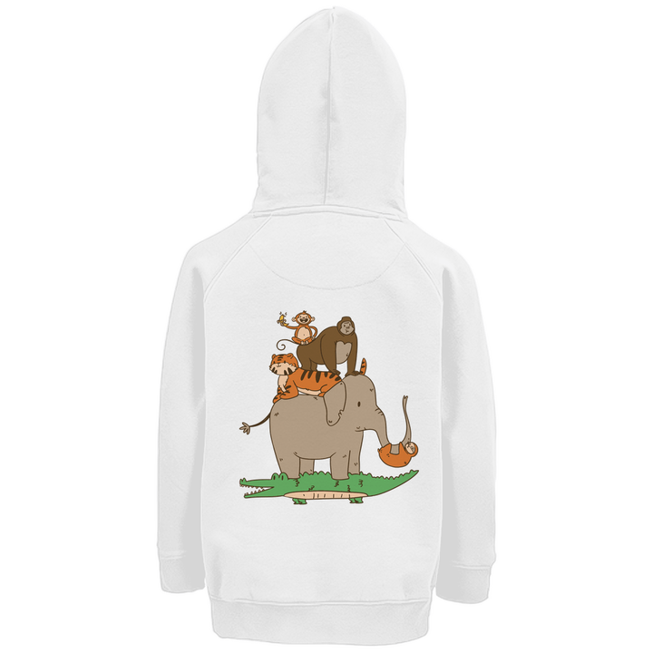 Dschungeltiere Premium Bio Kinderhoodie mit Rückendruck - Textilzauber