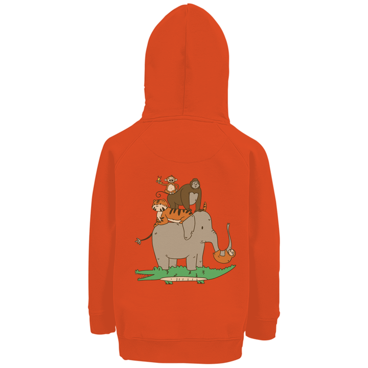 Dschungeltiere Premium Bio Kinderhoodie mit Rückendruck - Textilzauber