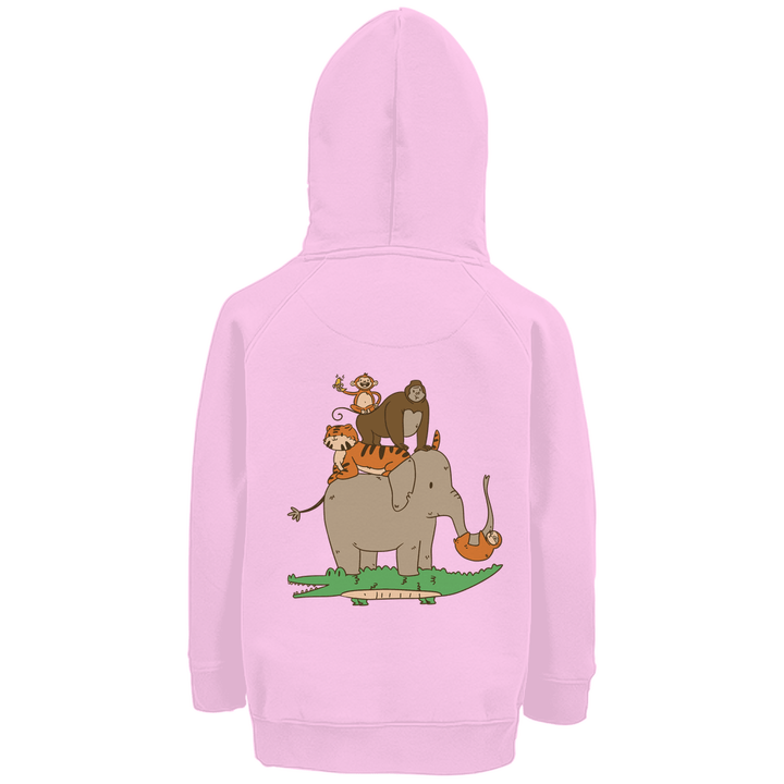 Dschungeltiere Premium Bio Kinderhoodie mit Rückendruck - Textilzauber