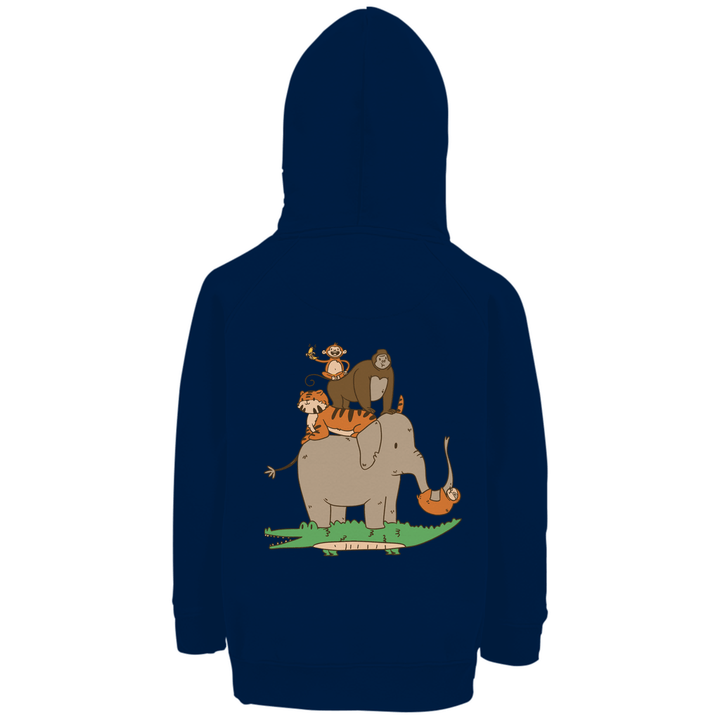Dschungeltiere Premium Bio Kinderhoodie mit Rückendruck - Textilzauber