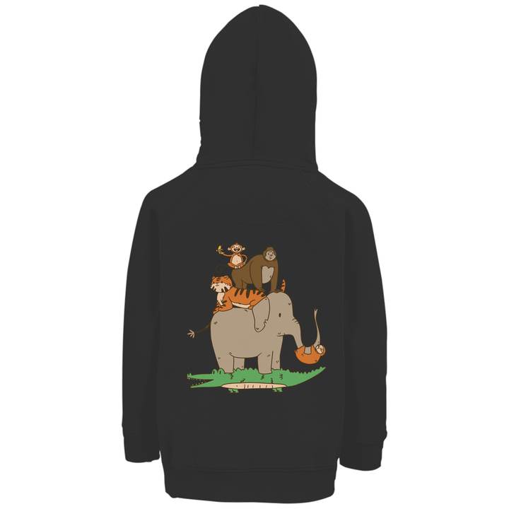 Dschungeltiere Premium Bio Kinderhoodie mit Rückendruck - Textilzauber