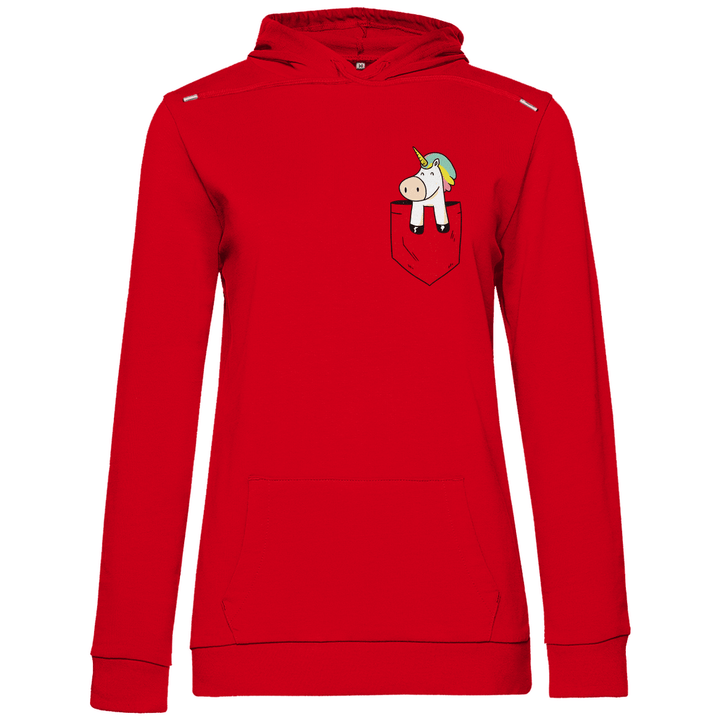 Einhorn in Brusttasche - Damen Hoodie - Textilzauber