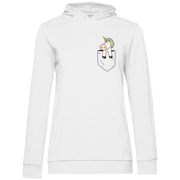 Einhorn in Brusttasche - Damen Hoodie - Textilzauber