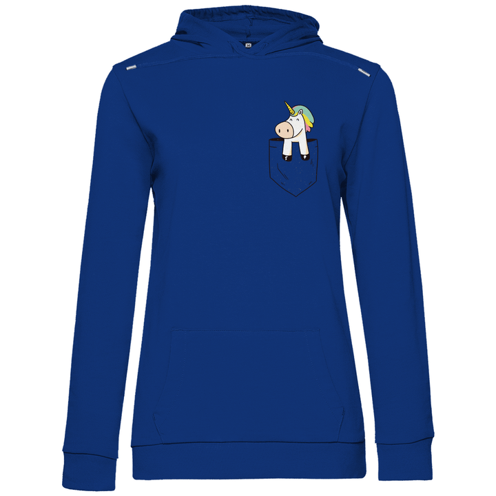 Einhorn in Brusttasche - Damen Hoodie - Textilzauber