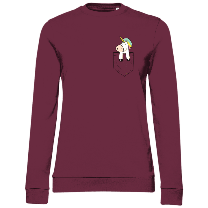 Einhorn in Brusttasche - Damen Sweatshirt - Textilzauber