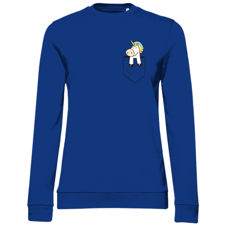 Einhorn in Brusttasche - Damen Sweatshirt - Textilzauber
