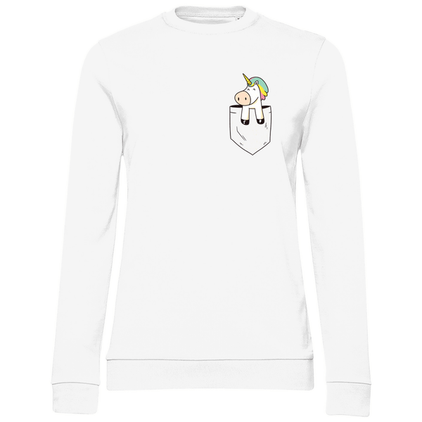 Einhorn in Brusttasche - Damen Sweatshirt - Textilzauber