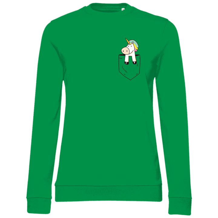 Einhorn in Brusttasche - Damen Sweatshirt - Textilzauber