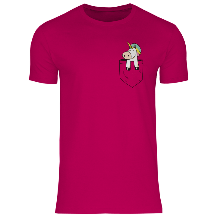 Einhorn in Brusttasche - Herren T - Shirt - Textilzauber