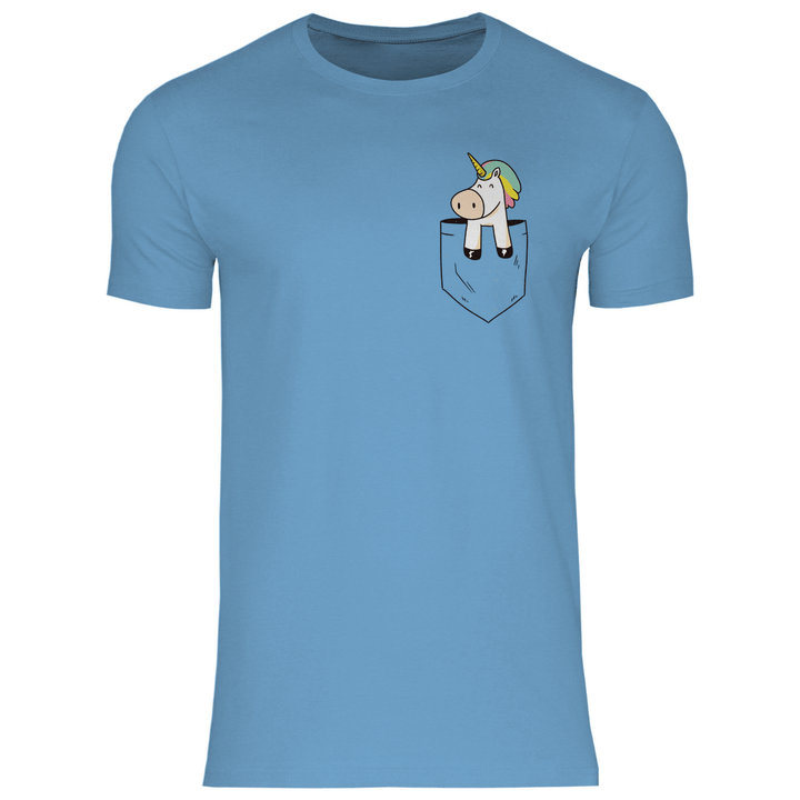 Einhorn in Brusttasche - Herren T - Shirt - Textilzauber