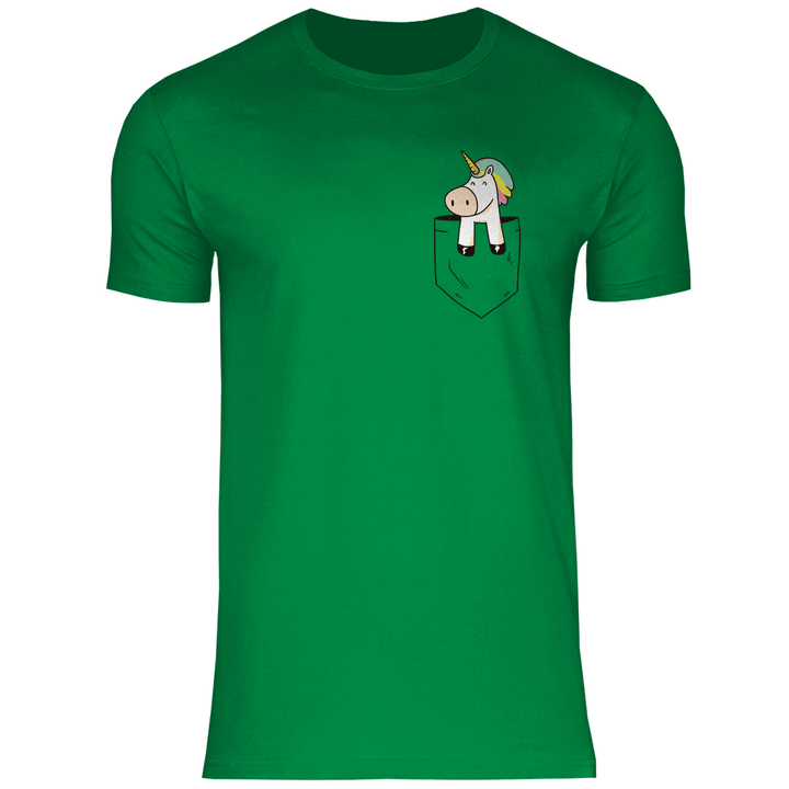 Einhorn in Brusttasche - Herren T - Shirt - Textilzauber