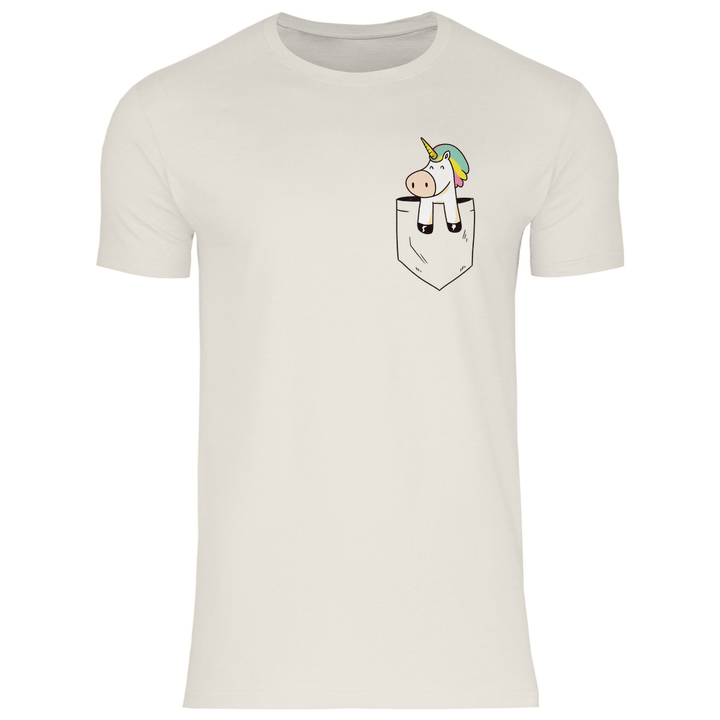 Einhorn in Brusttasche - Herren T - Shirt - Textilzauber