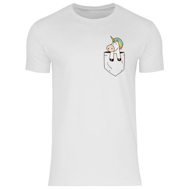 Einhorn in Brusttasche - Herren T - Shirt - Textilzauber