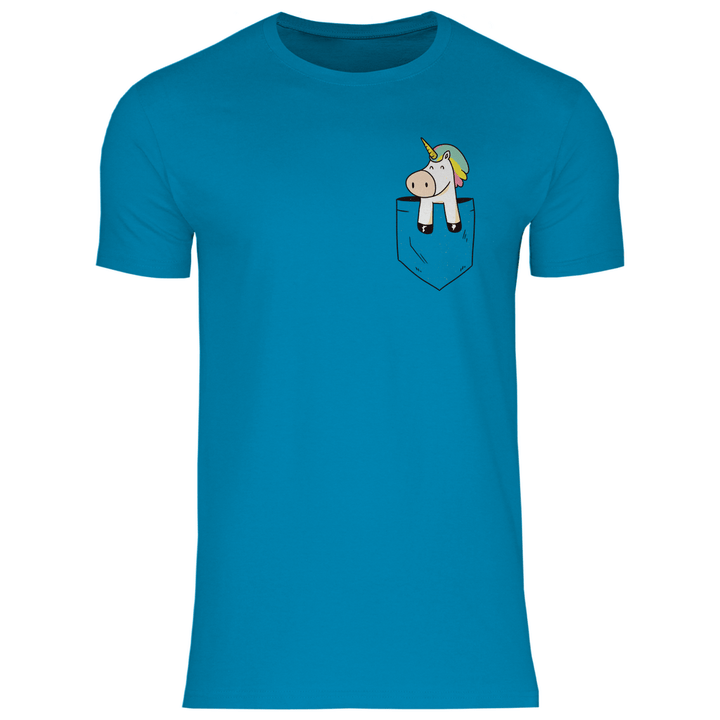 Einhorn in Brusttasche - Herren T - Shirt - Textilzauber