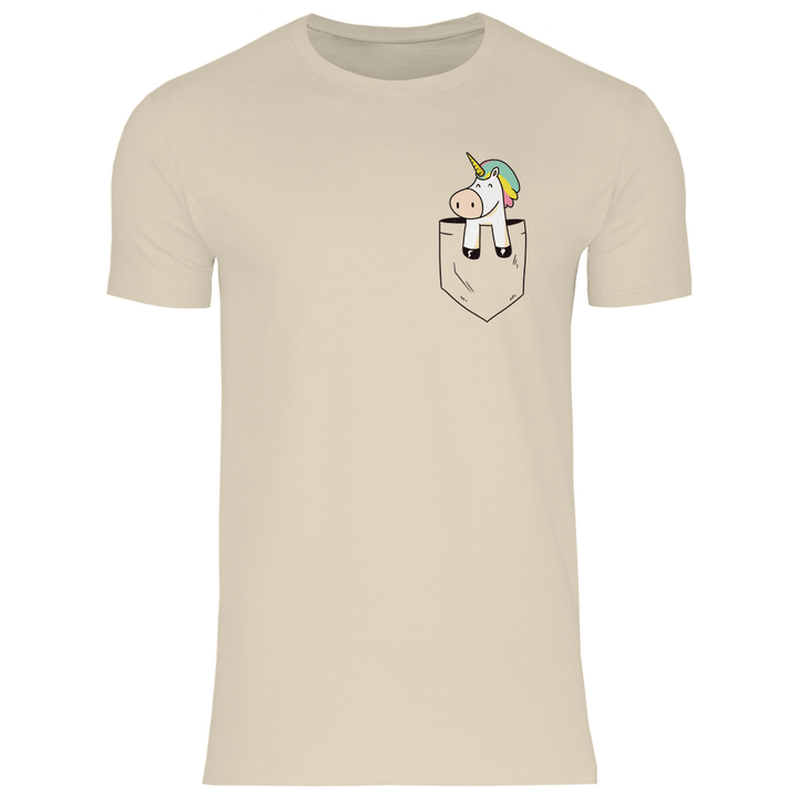 Einhorn in Brusttasche - Herren T - Shirt - Textilzauber