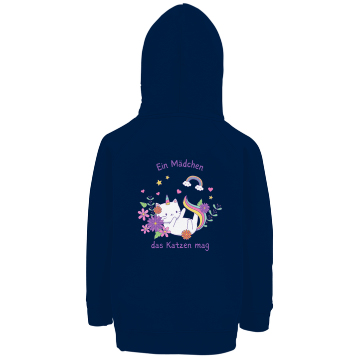 Einhorn - Katze - Premium Bio Kinderhoodie mit Rückendruck - Textilzauber