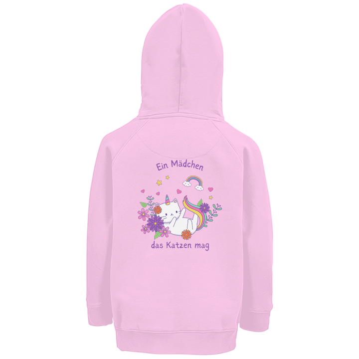 Einhorn - Katze - Premium Bio Kinderhoodie mit Rückendruck - Textilzauber