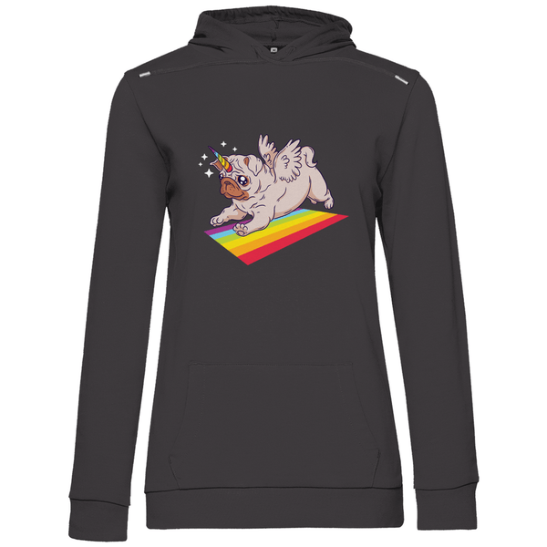 Einhorn Mops - Damen Hoodie - Textilzauber