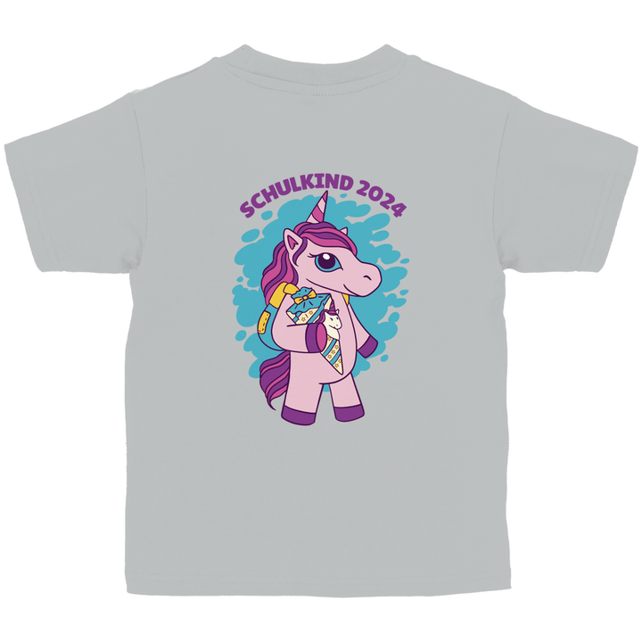 Einhorn Schulkind 2024 - Kinder T - Shirt mit Rückendruck - Textilzauber