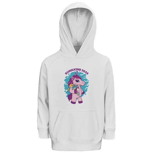 Einhorn Schulkind 2024 - Premium Bio Kinderhoodie - Textilzauber
