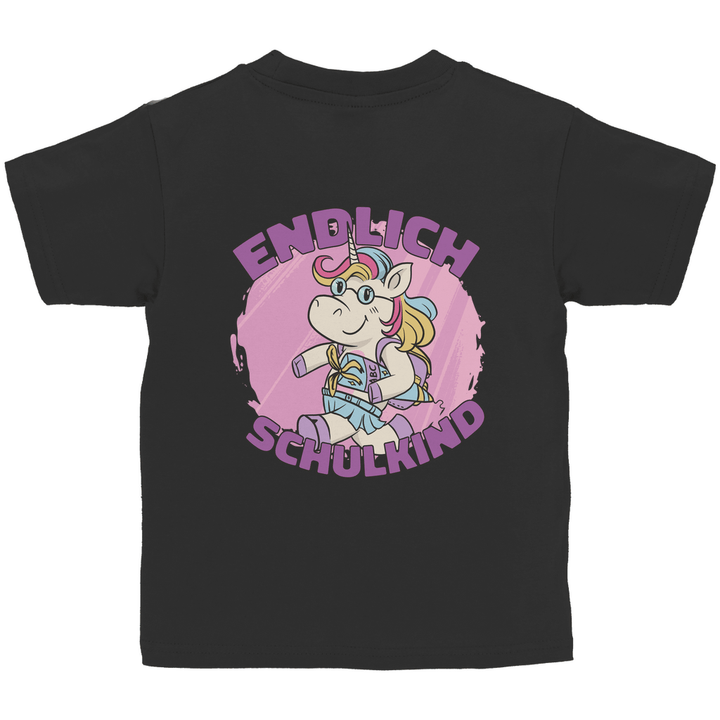Einhorn Schulstart - Kinder T - Shirt mit Rückendruck - Textilzauber
