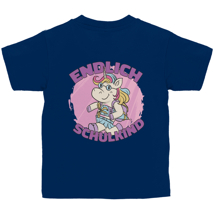 Einhorn Schulstart - Kinder T - Shirt mit Rückendruck - Textilzauber