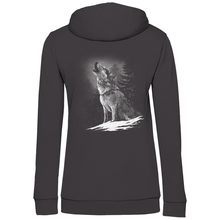 Einsamer Wolf - Damen Hoodie mit Rückendruck - Textilzauber