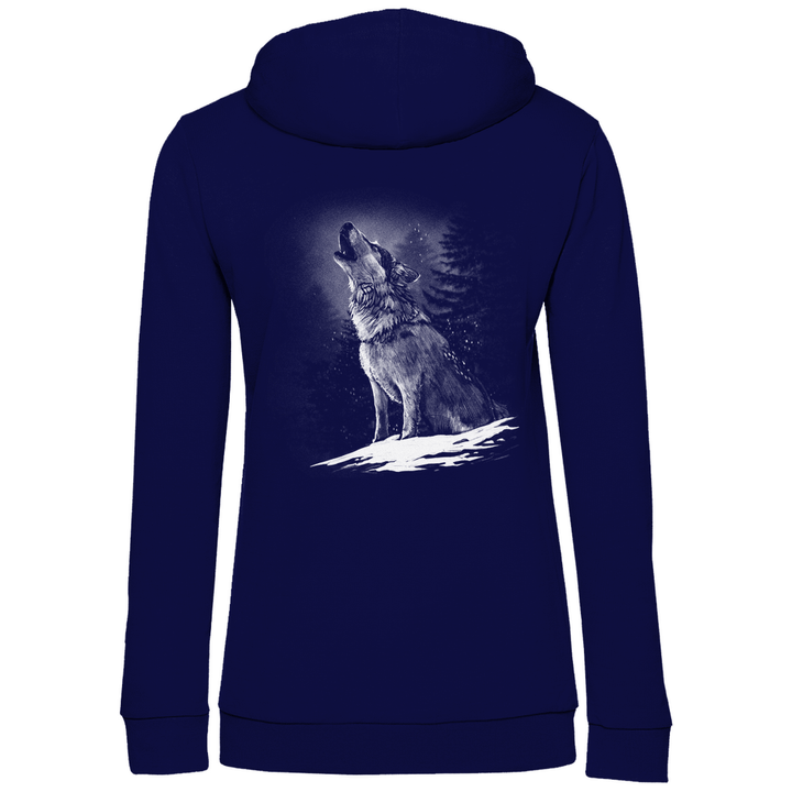 Einsamer Wolf - Damen Hoodie mit Rückendruck - Textilzauber