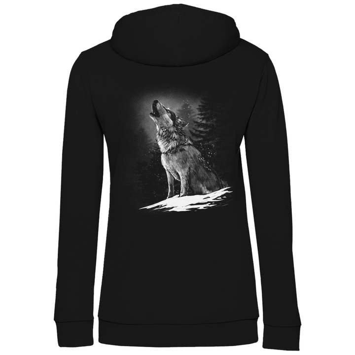 Einsamer Wolf - Damen Hoodie mit Rückendruck - Textilzauber