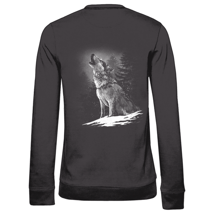 Einsamer Wolf - Damen Sweatshirt mit Rückendruck - Textilzauber