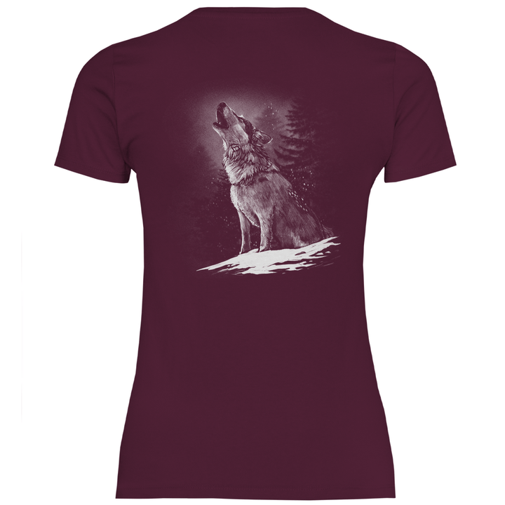 Einsamer Wolf - Damen T - Shirt mit Rückendruck - Textilzauber