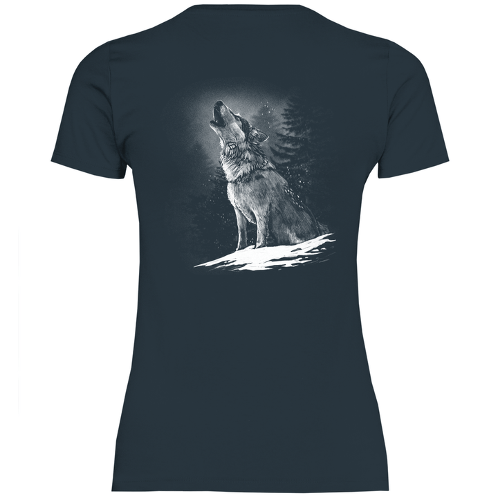 Einsamer Wolf - Damen T - Shirt mit Rückendruck - Textilzauber