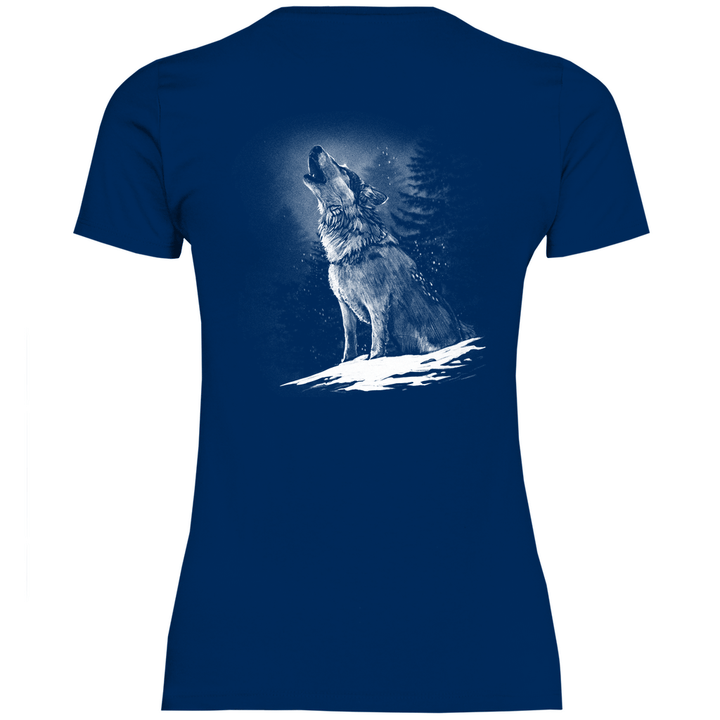 Einsamer Wolf - Damen T - Shirt mit Rückendruck - Textilzauber