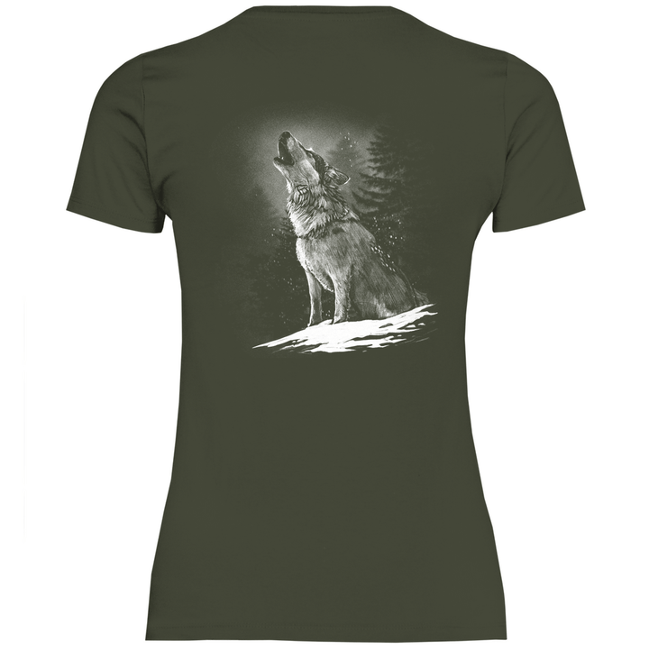 Einsamer Wolf - Damen T - Shirt mit Rückendruck - Textilzauber