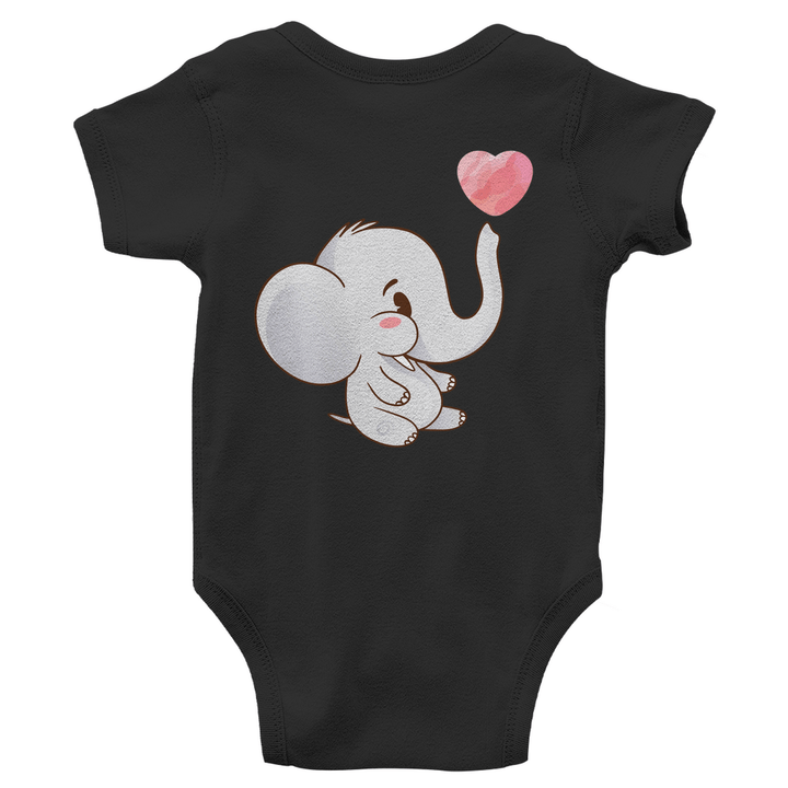 Elefant mit Herz Bio Baby - Body mit Rückendruck - Textilzauber