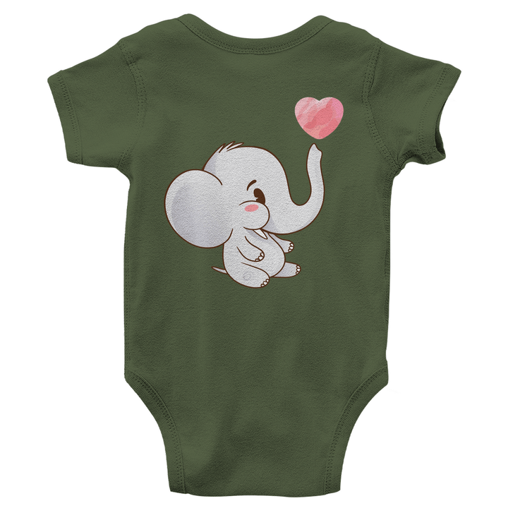 Elefant mit Herz Bio Baby - Body mit Rückendruck - Textilzauber