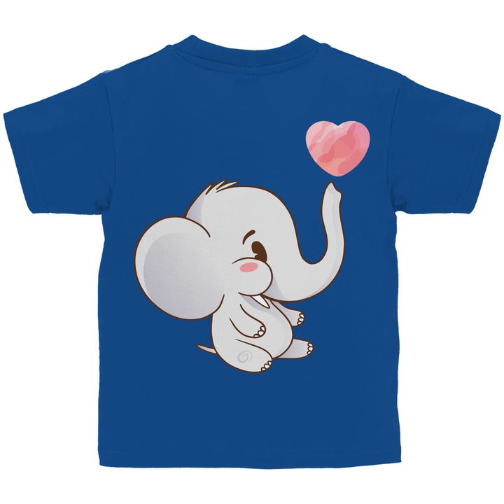 Elefant mit Herz Kinder T - Shirt mit Rückendruck - Textilzauber
