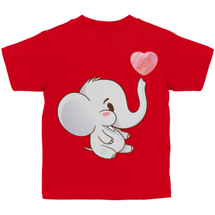 Elefant mit Herz Kinder T - Shirt mit Rückendruck - Textilzauber